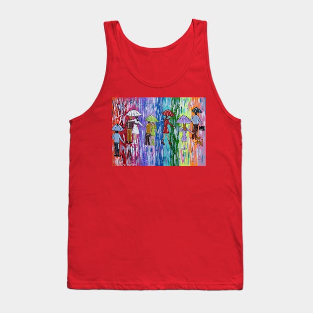 Colourful Umbrellas in a Rainbow Sky Tank Top by Casimirasquirkyart